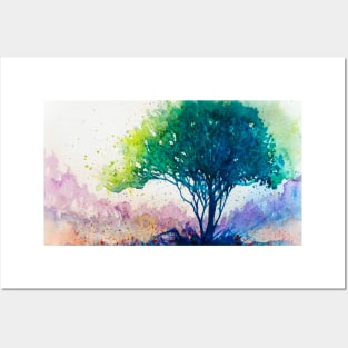 Green blue Tree Posters and Art